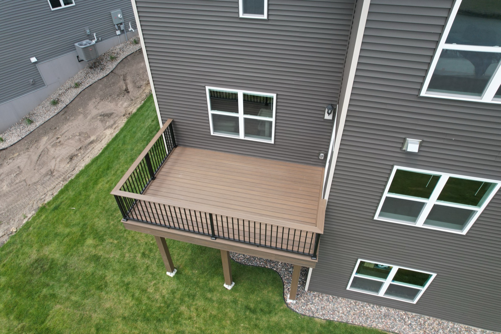Finished roof and exterior, aerial view
